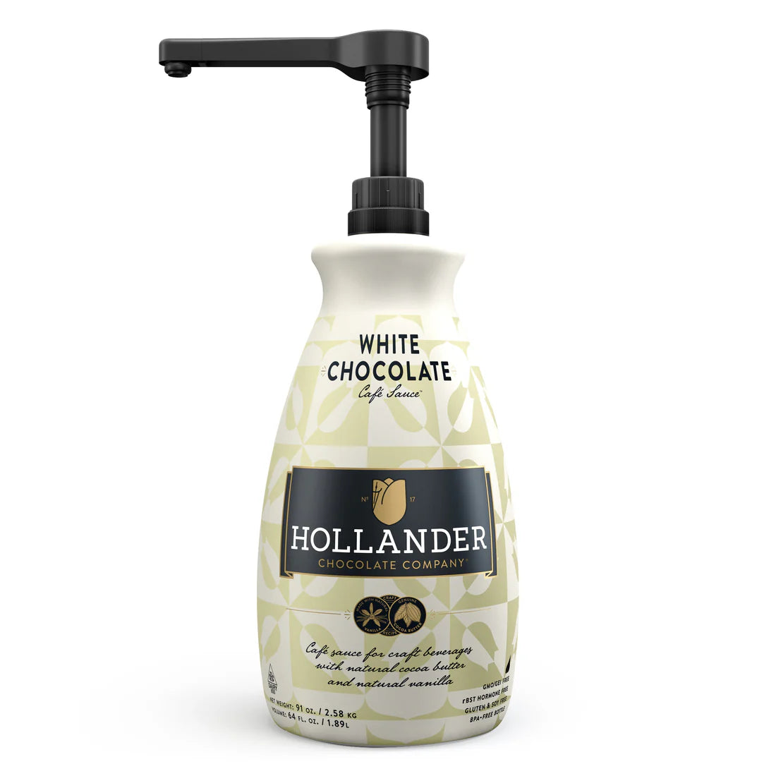 Salsa de chocolate blanco molido dulce de Hollander Chocolate