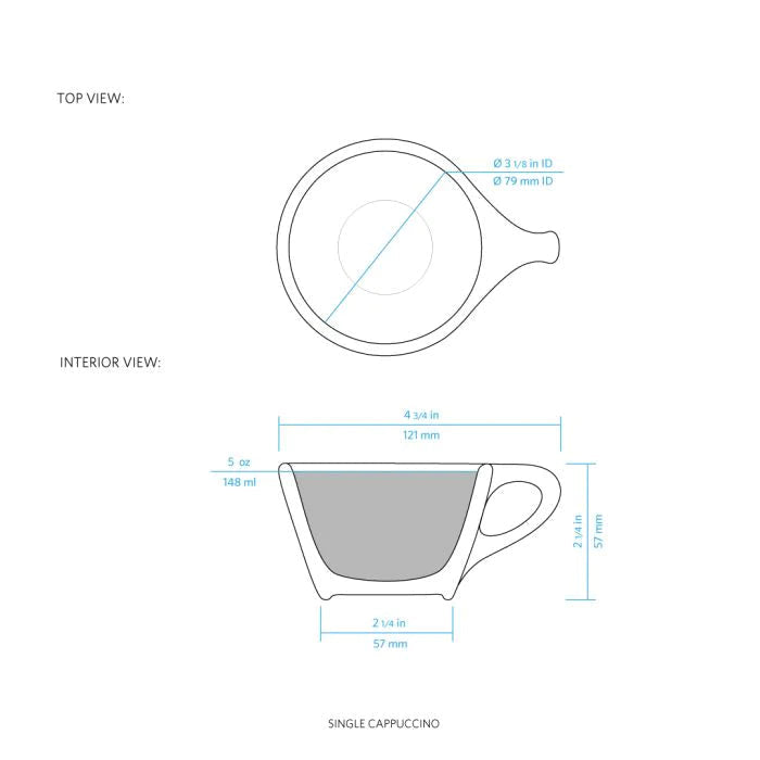 LINO DOUBLE CAPPUCCINO CUP & SAUCER - INDIGO (8OZ/177ML) - CAFE FOLKA