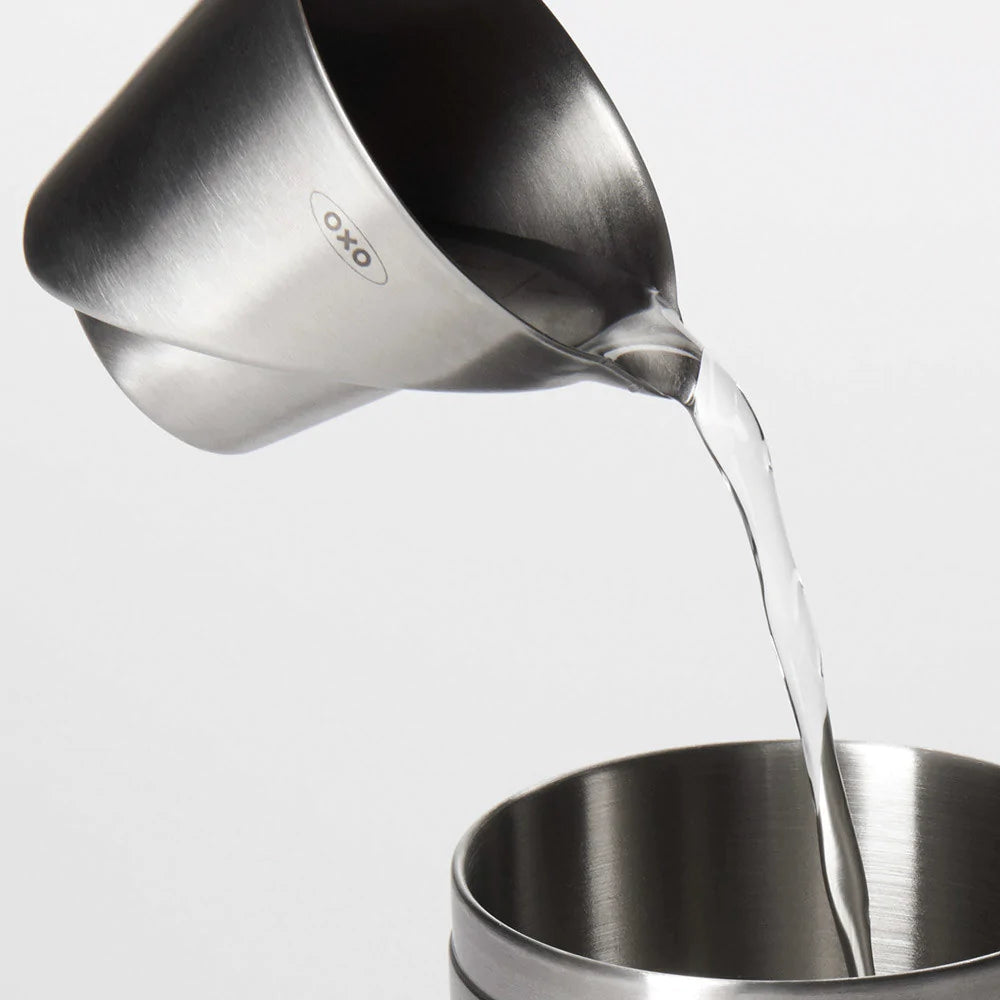 OXO STEEL STAINLESS JIGGER ANGLED MEASURING CUP - CAFE FOLKA